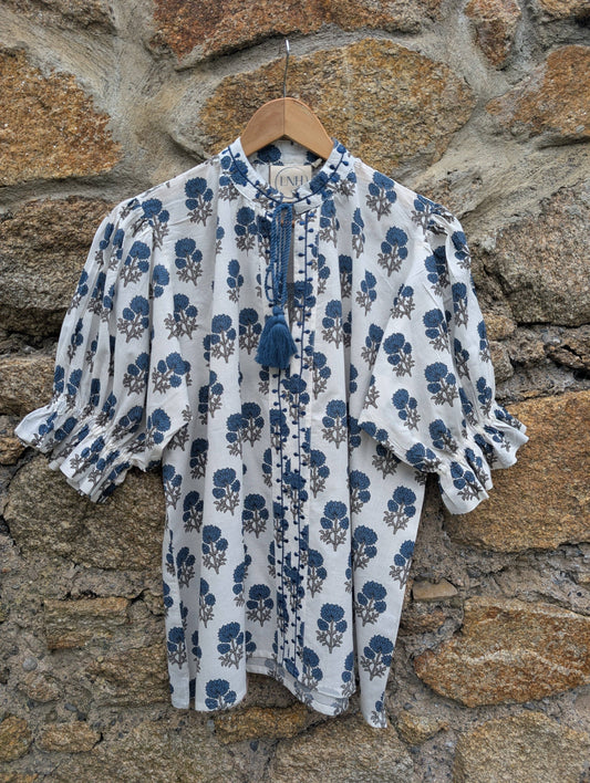Shirley Blue Cotton Top