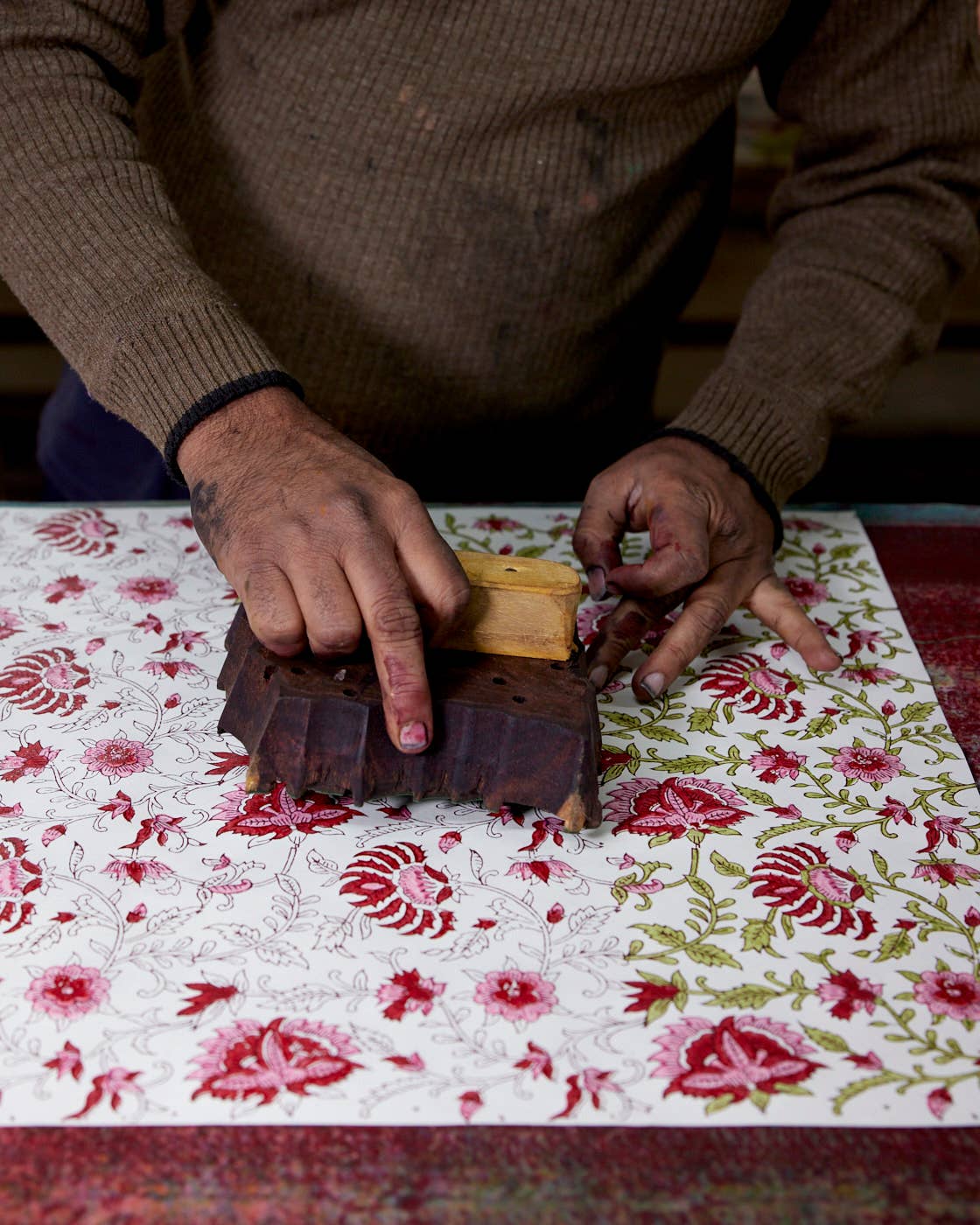 Block Printed Gift Bags (Medium) - Scarlet