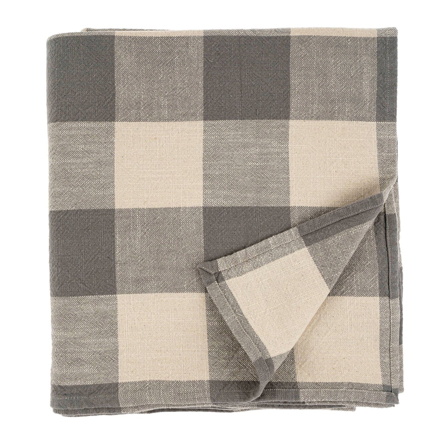 Grey Gingham Check Tablecloth