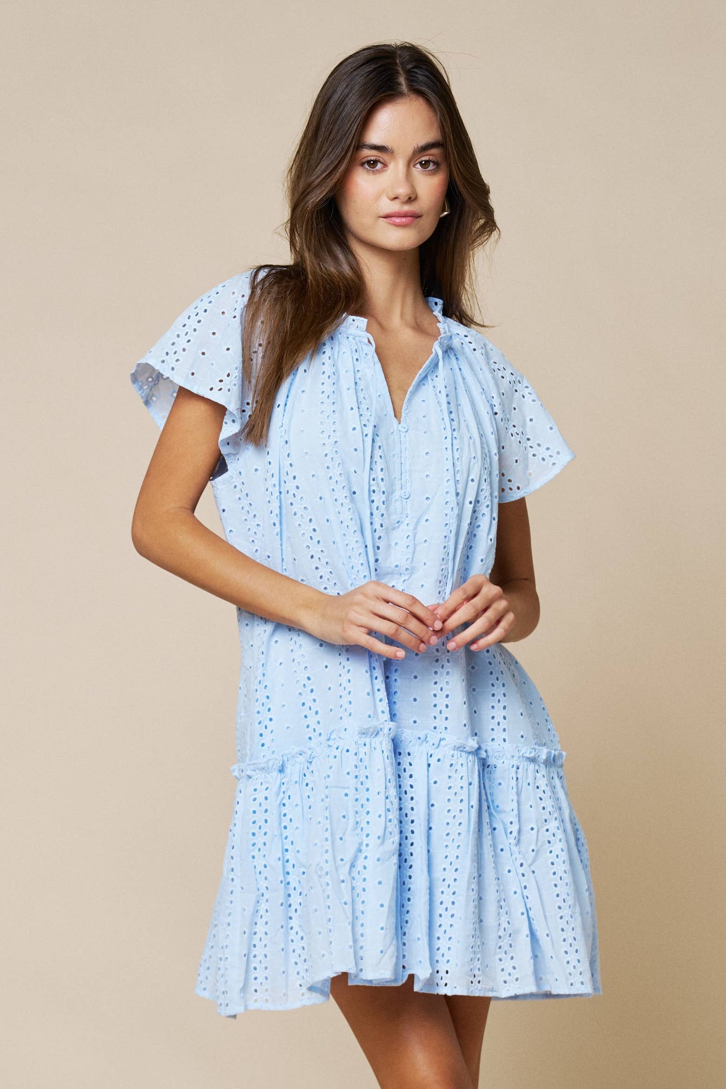 Eyelet Ruffled White Dress