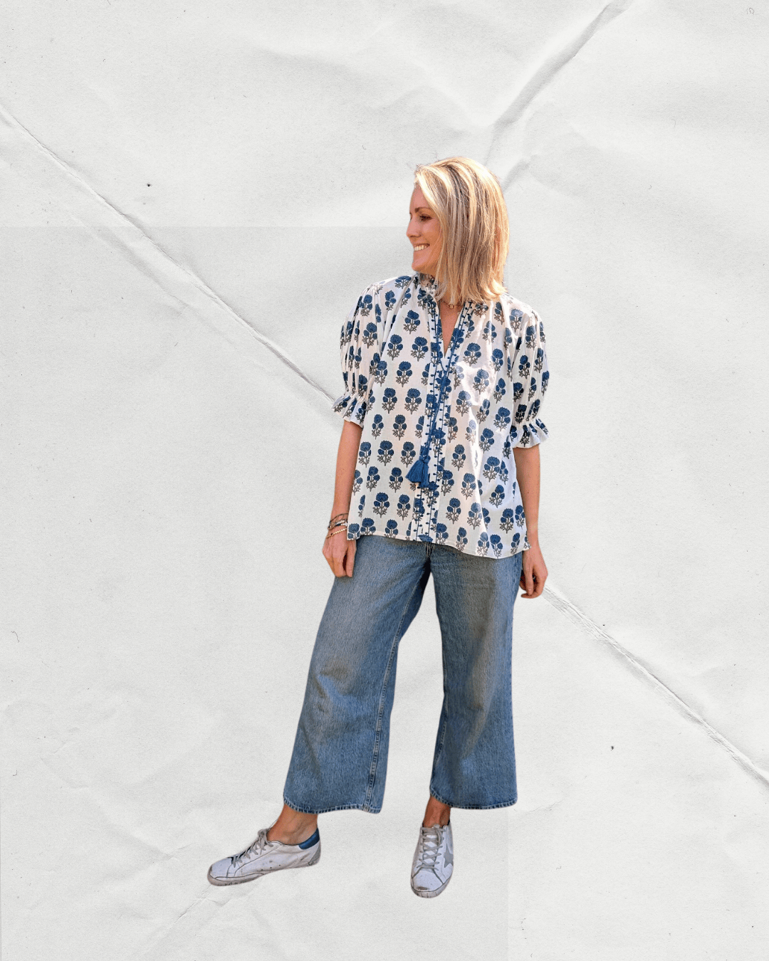 Shirley Blue Cotton Top