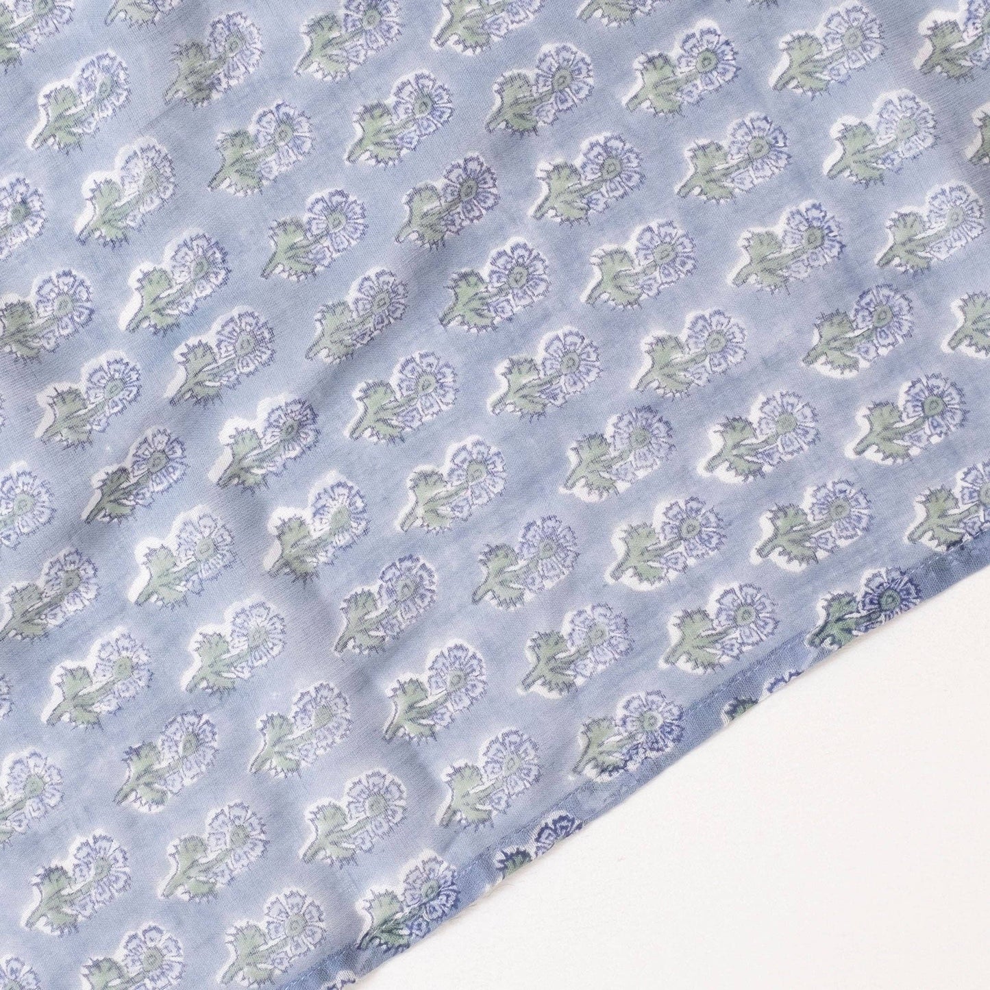 Malin Blue Block Printed Scarf