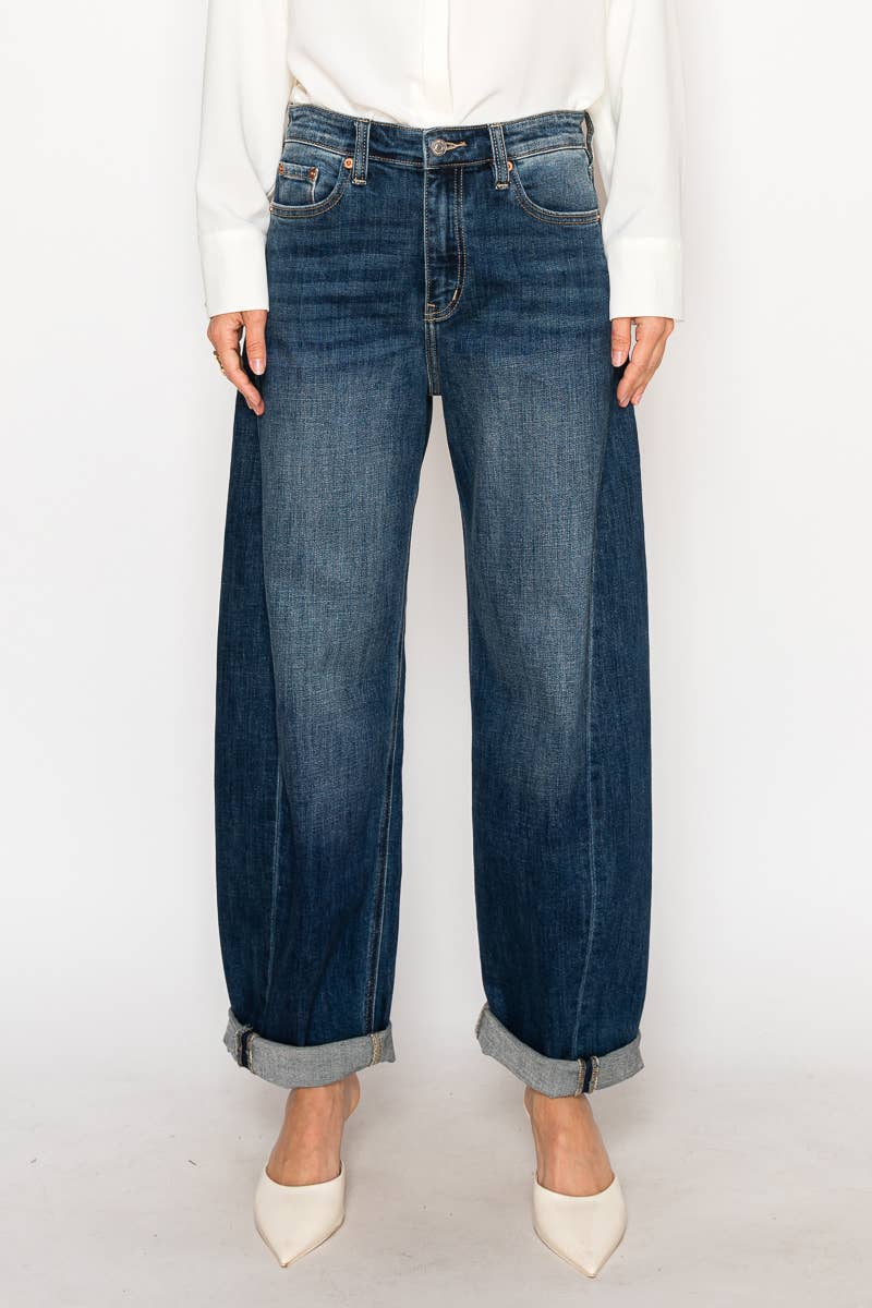 Dark Wash Barrel Jeans