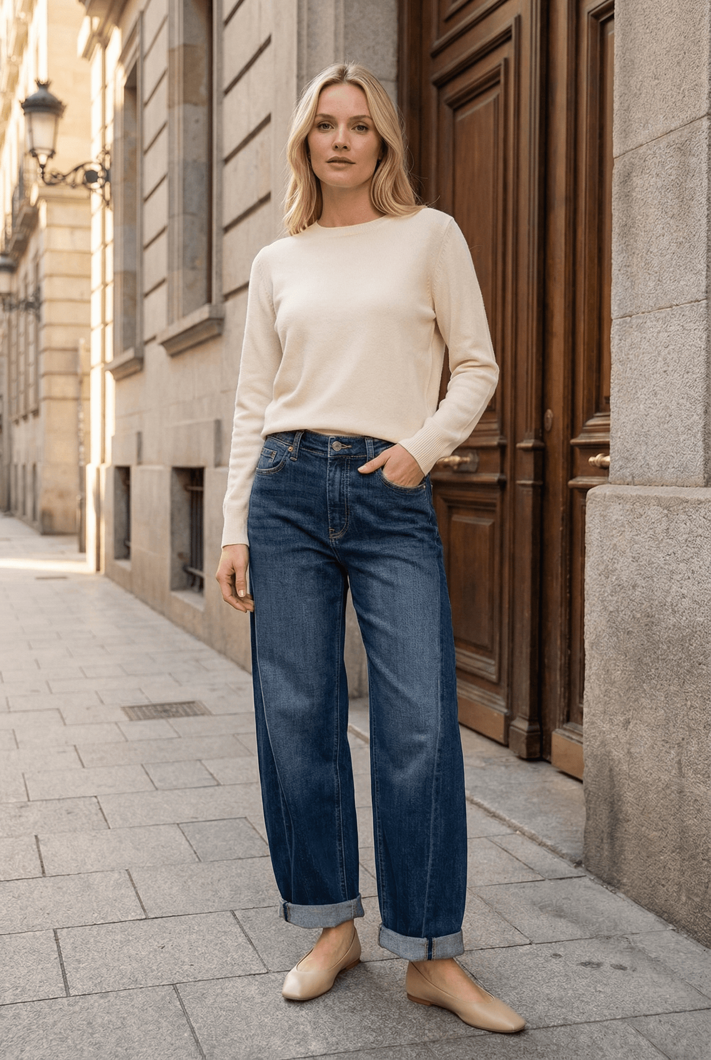 Dark Wash Barrel Jeans