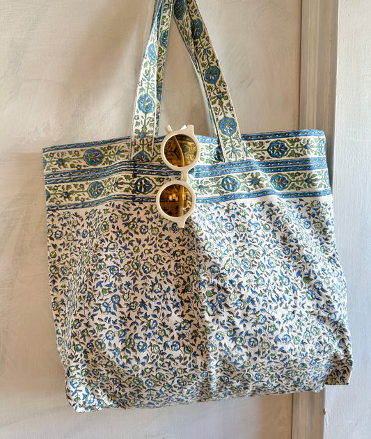 Blue Wild Flowers Picnic Tote