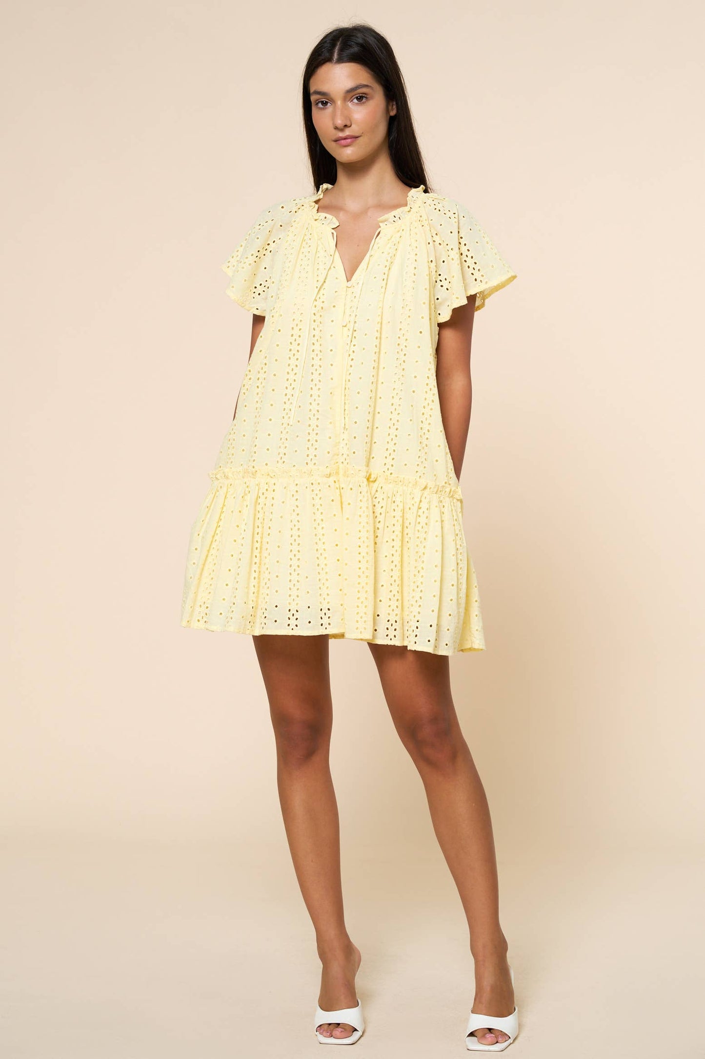 Eyelet Ruffled White Dress
