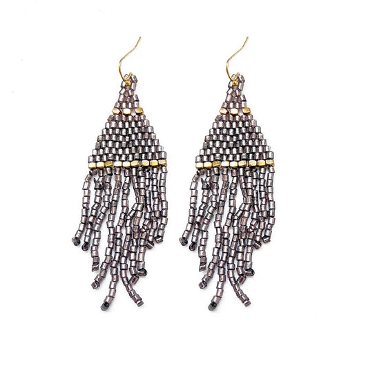 Smoke Fringe Bead Earrings