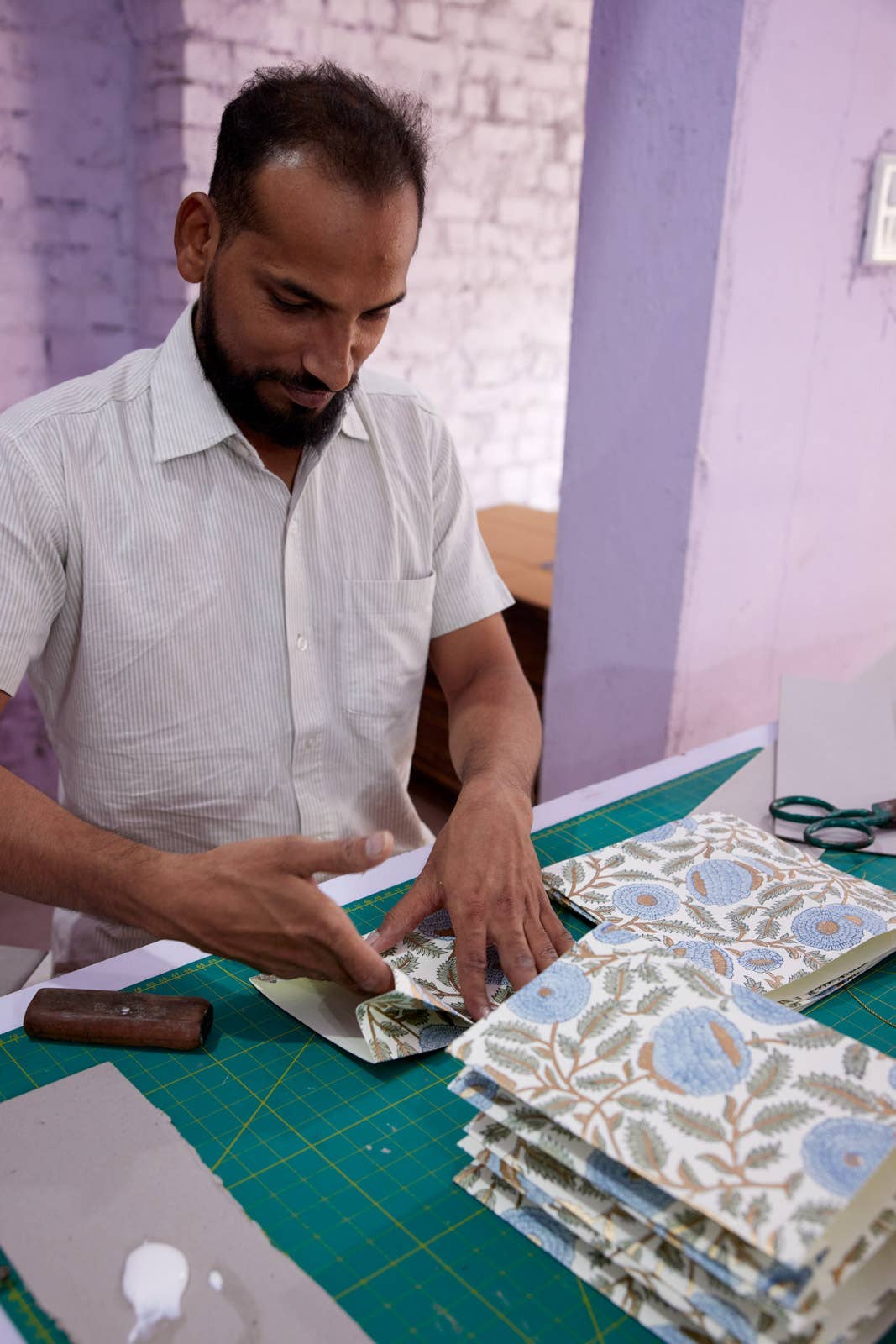Blue Block Printed Gift Bags (Small)
