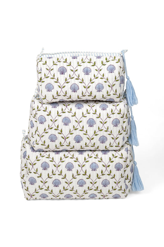 Seashell Blockprint Toiletry Bag