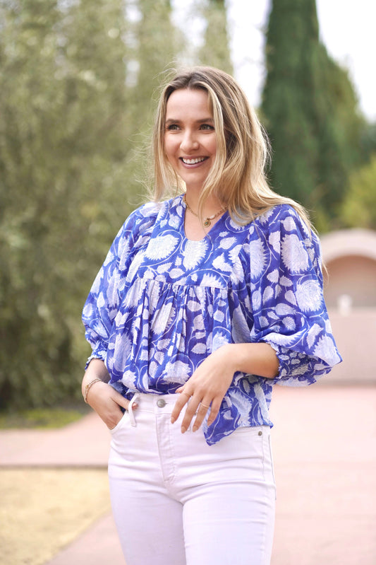 Blue & White Evora Top
