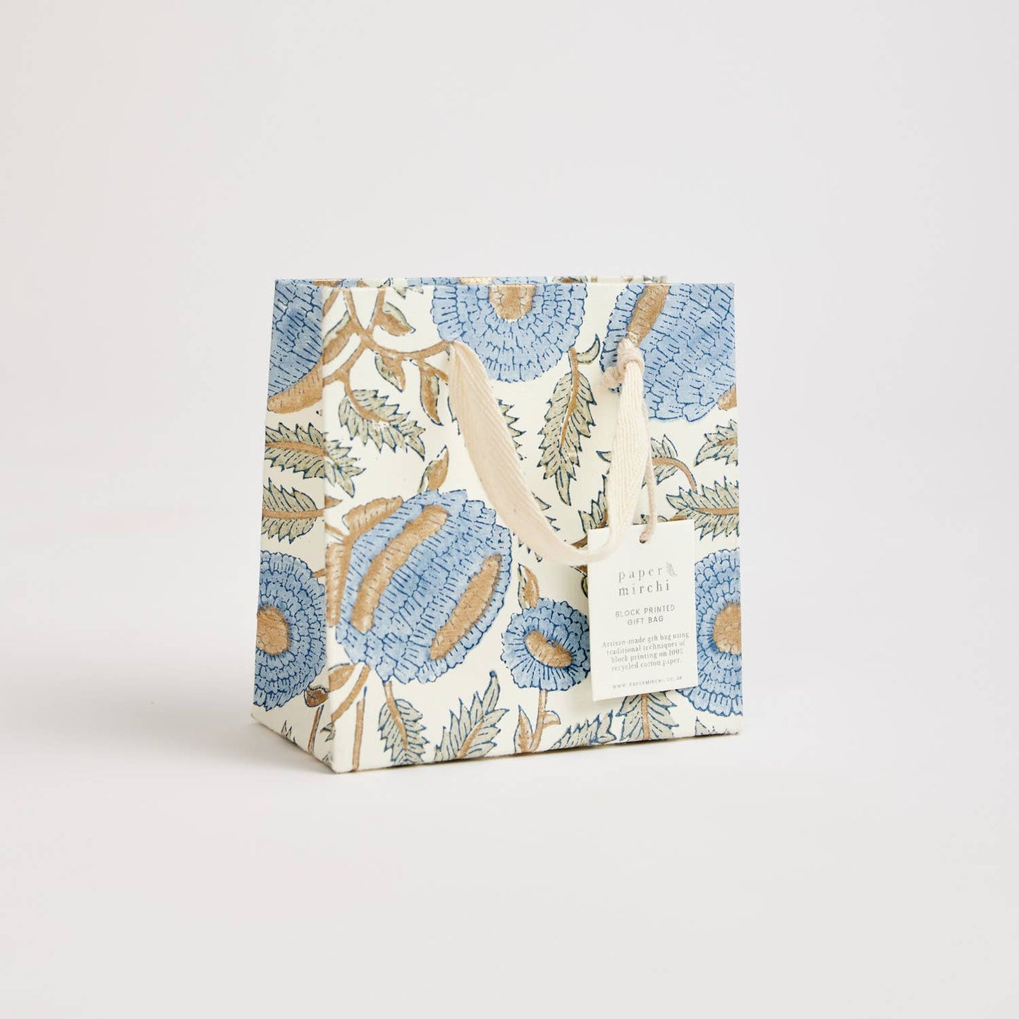 Blue Block Printed Gift Bags (Small)