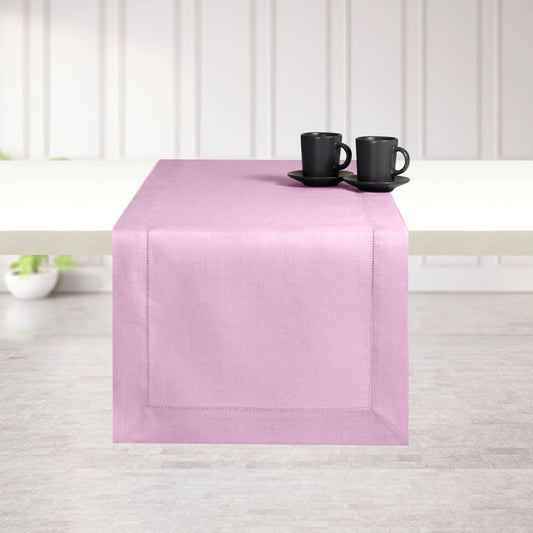 Lavender Linen Table Runner with Hemstitch