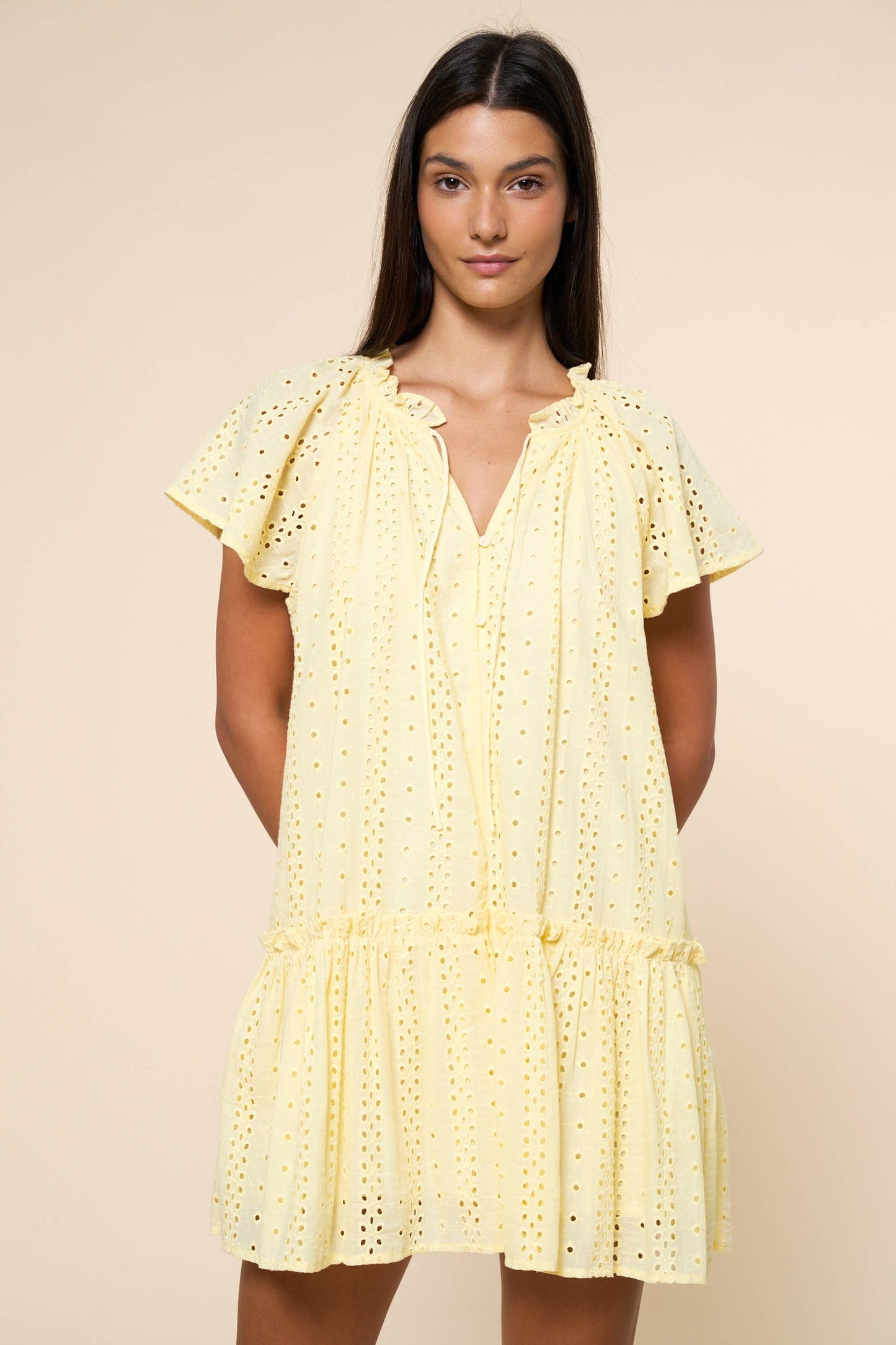 Eyelet Ruffled White Dress
