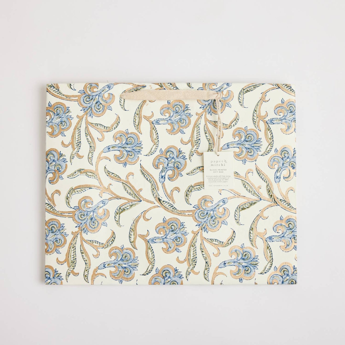 Blue Block Printed Gift Bag (Large)