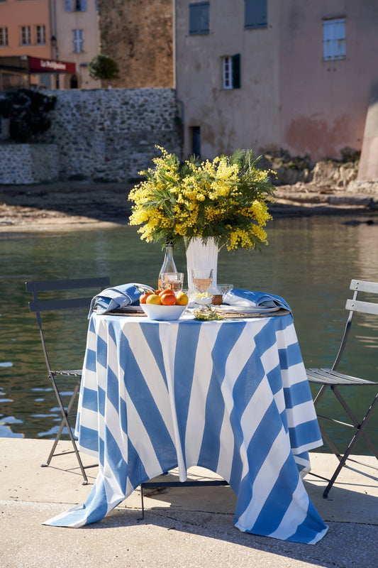 St. Tropez Blue Stripe Tablecloth